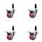 Service Caster 3'' Red Poly Swivel 1-1/8'' Expanding Stem Caster Set Total Lock Brake, 4PK SCC-EXTTL20S314-PPUB-RED-118-4 - alternate 1